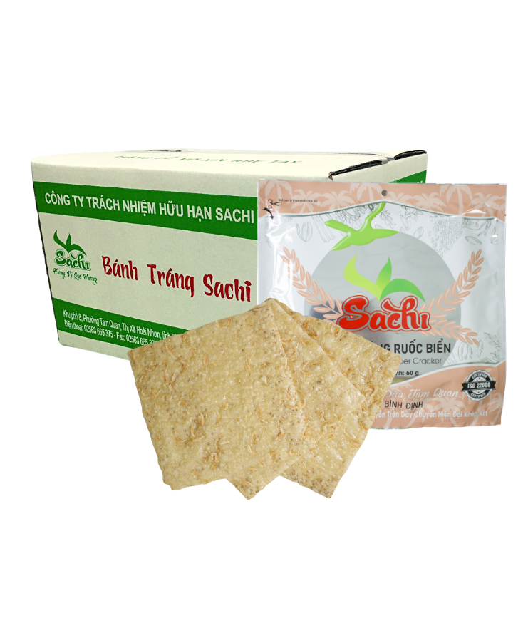 Bánh Tráng Ruốc Biển Nướng Sẵn Sachi Thùng 25 Gói Loại 75Gram Bánh Tráng