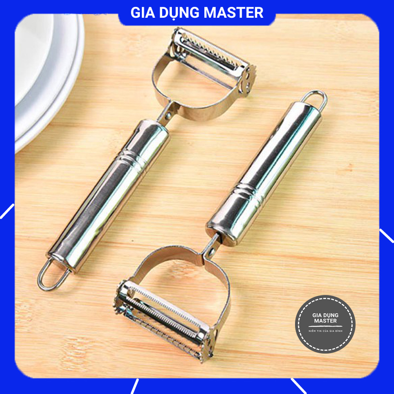 Đồ nạo gọt rau củ, dụng cụ gọt hoa quả cầm tay loại 2 lưỡi INOX đa năng thiết kế an toàn, tiện dụng