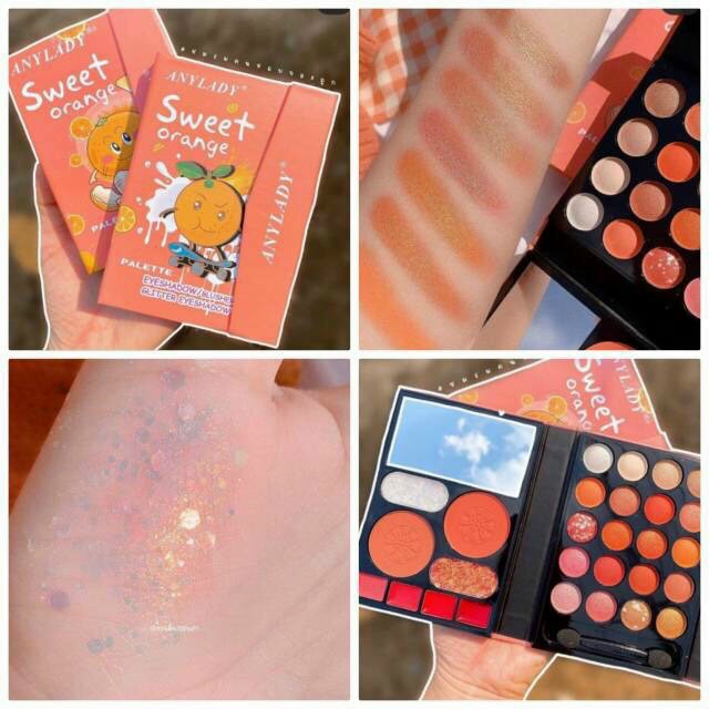 Bảng màu mắt kèm son má hồng anylady sweet orange siêu hot