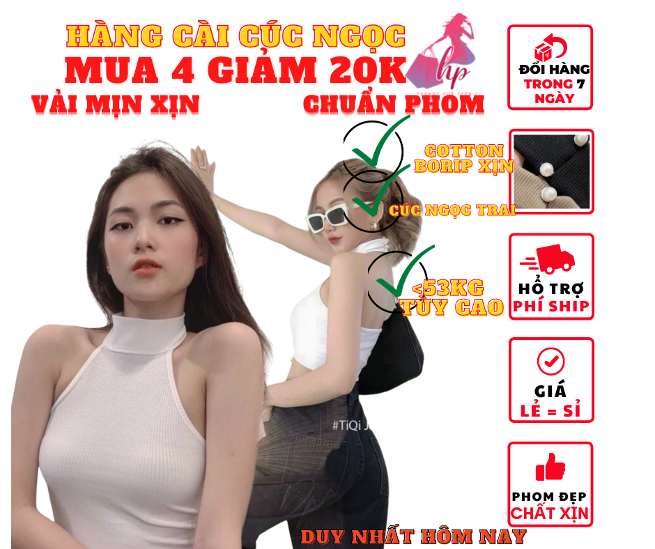Áo kiểu yếm choàng cổ lọ cài cúc ngọc croptop nữ đẹp ôm body hở lưng cực sexy mẫu mới thời trang 2021-A1