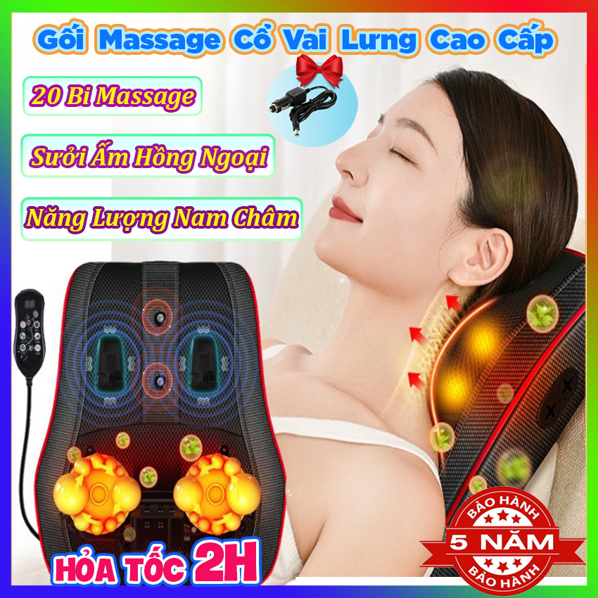 ( HỎA TỐC 2H ) Gối massage cổ vai gáy cao cấp - Máy matxa cổ vai gáy - Gối mát xa cổ vai gáy - Gối massage đa năng - Máy mát xa lưng - Gối massage ô tô - Tốt hơn gối massage hồng ngoại 8 bi, gối massage cổ xiaomi