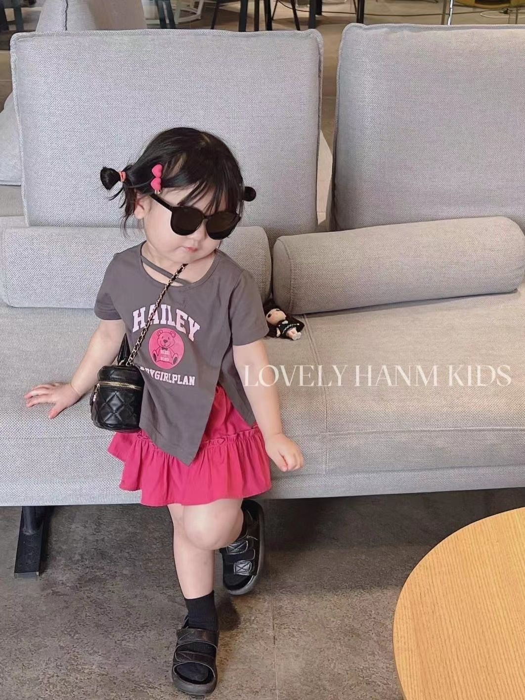 Set váy bé gái HAILEY chất liệu cotton đẹp, bộ váy áo cho bé gái diện hè 9-20kg