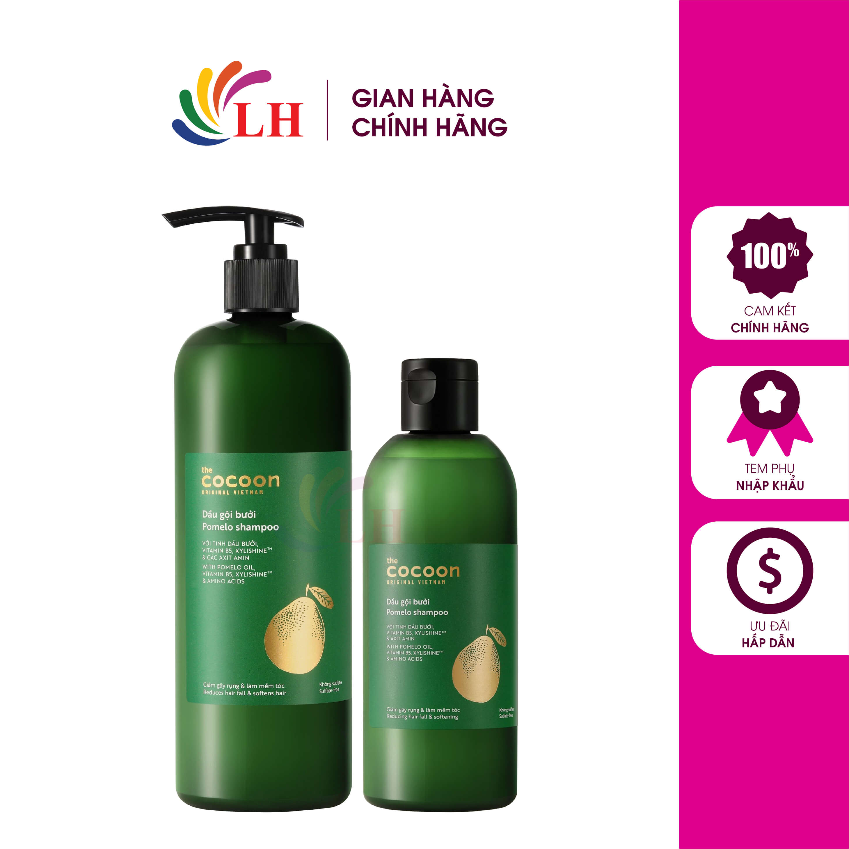 Dầu gội bưởi Cocoon Pomelo Shampoo giúp giảm gãy rụng và làm mềm tóc