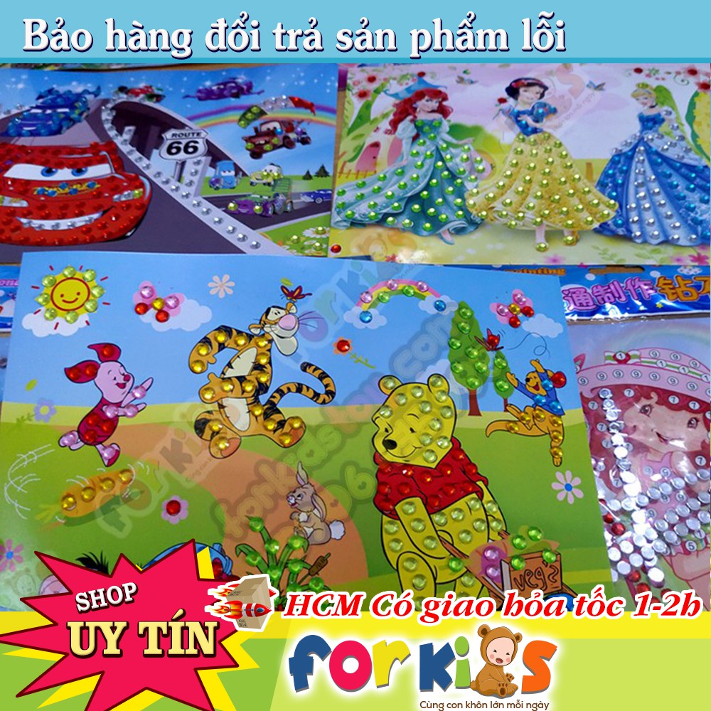Tranh Đính Đá Size Lớn 19X26Cm Cho Bé Combo 10 Tranh