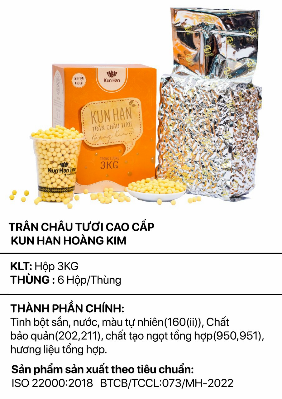 Trân châu tươi cao cấp KUN HAN - HOÀNG KIM túi 3kg - MINH HẠNH FOOD