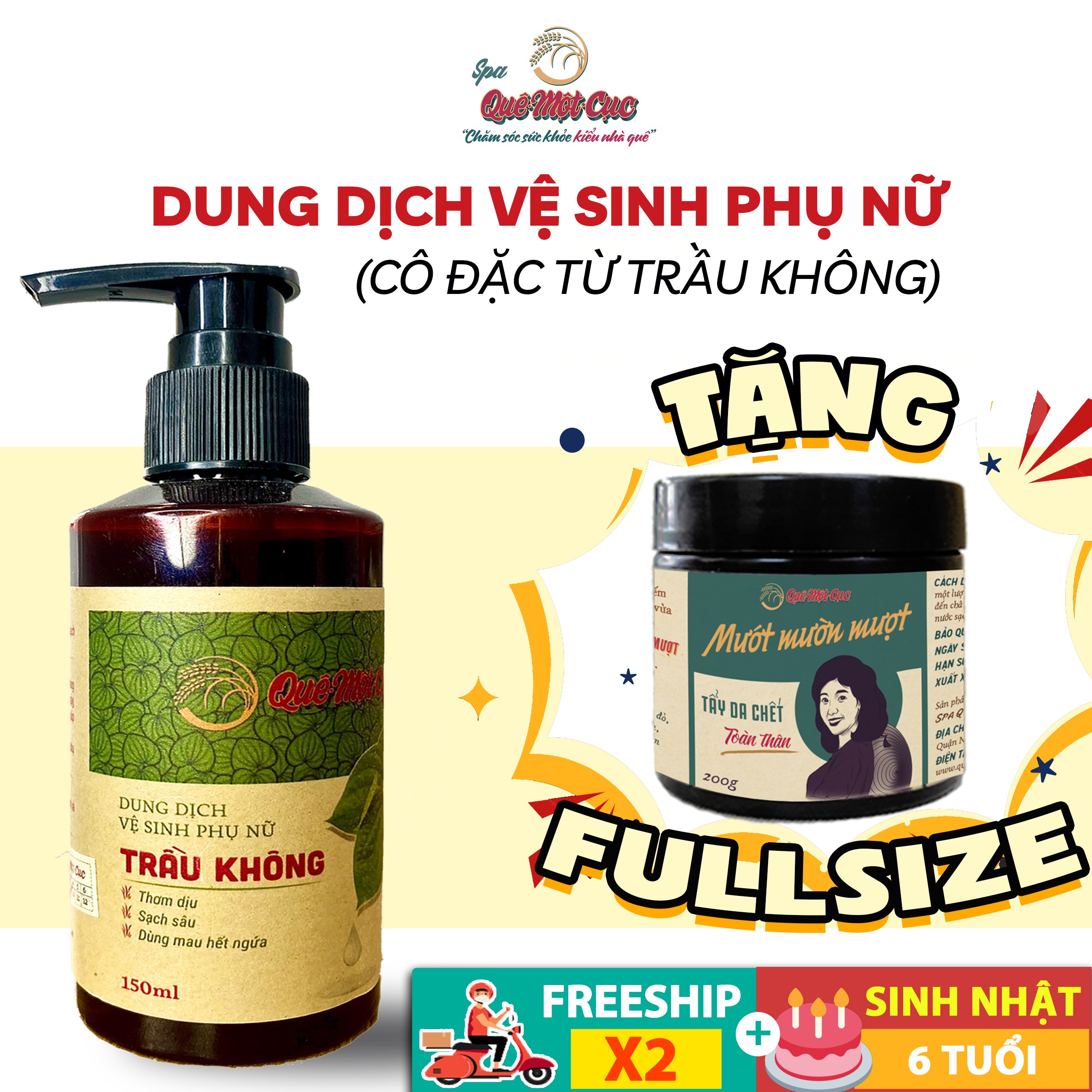 [HCM]Dung dịch vệ sinh phụ nữ trầu không mát dịu dễ chịu QUÊ MỘT CỤC 150ml (handmade)