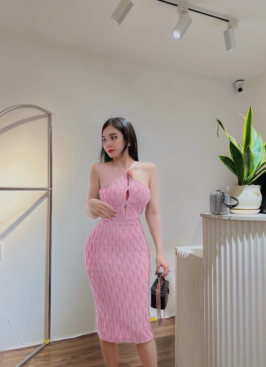 Đầm thiết kế cổ hoa yếm hoa siêu hot hot
