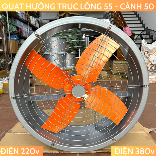 Quạt hút tròn - quạt hút bụi - hút khói- đường kính 50cm cả vành 55cm - 1 pha hoặc 3 pha