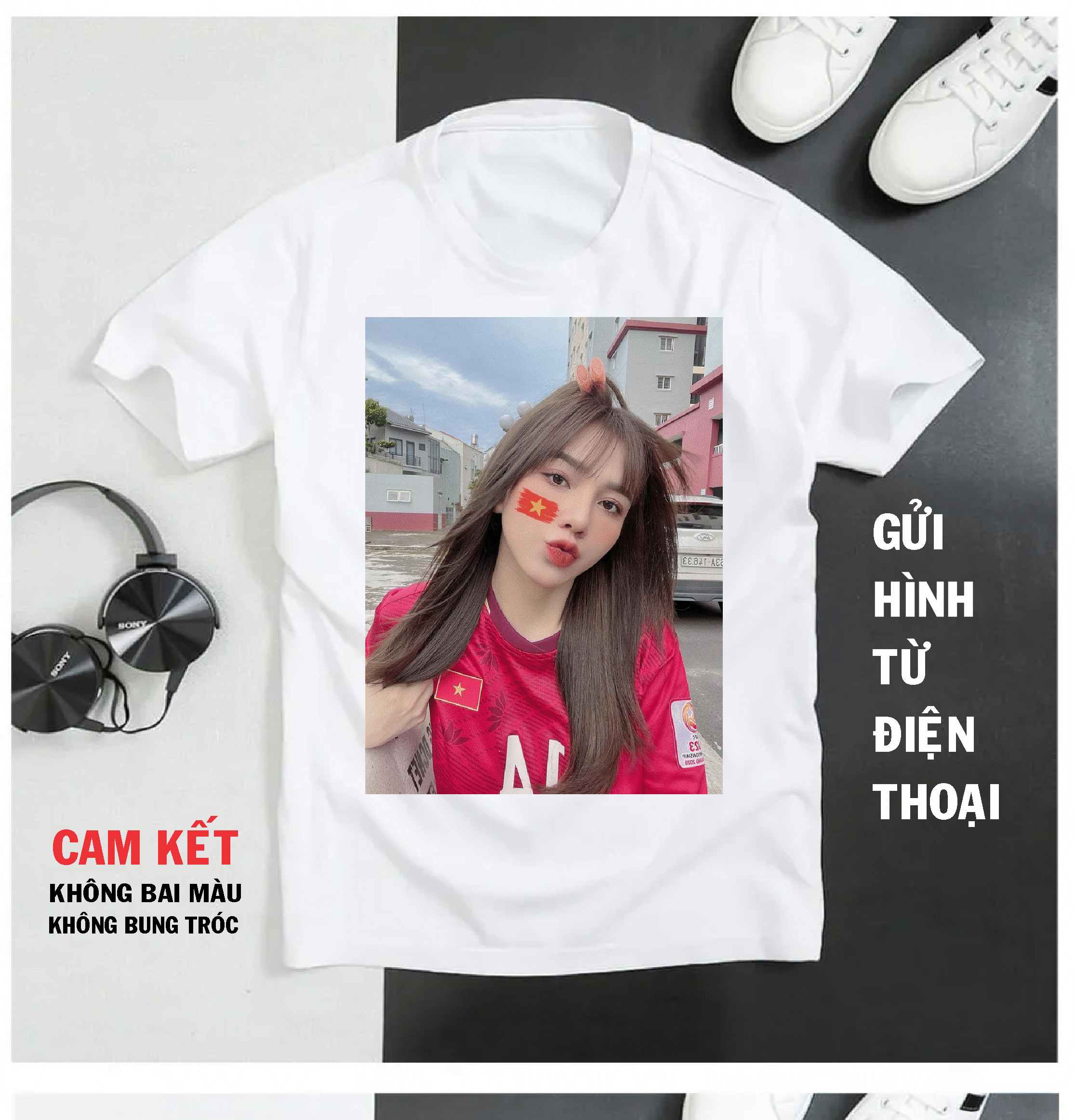 Áo Thun Trắng In Hình Theo Yêu Cầu -DX1