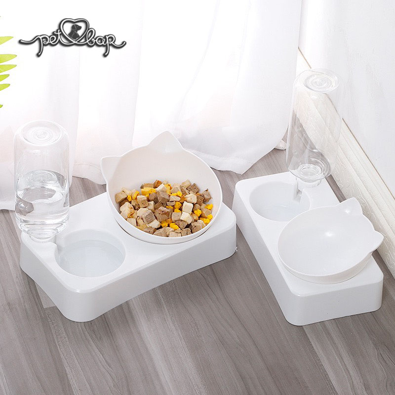[Hoàn Tiền 10%] Bát ăn chống gù cho thú cưng kèm bình cấp nước tự động  – Chén ăn và uống dễ thương cho chó mèo