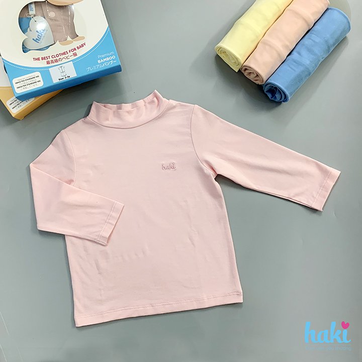 Áo giữ nhiệt thu đông dài tay cổ cao cho bé, chất liệu Bamboo + Cotton hàng chính hãng HAKI BB008 (8-15kg)