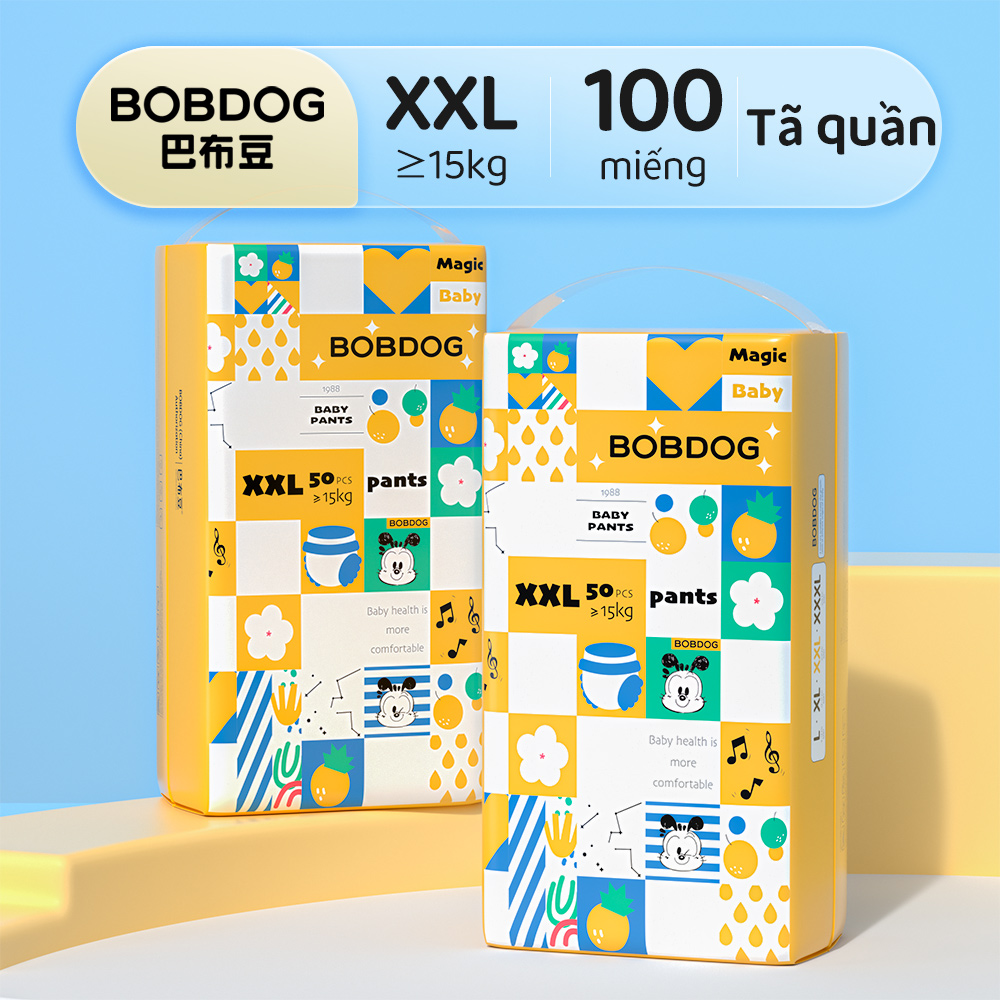 Bobdog Combo 2 Tã/bỉm quần Hộp mù XXL50 miếng - 2 Gói, 100 miếng
