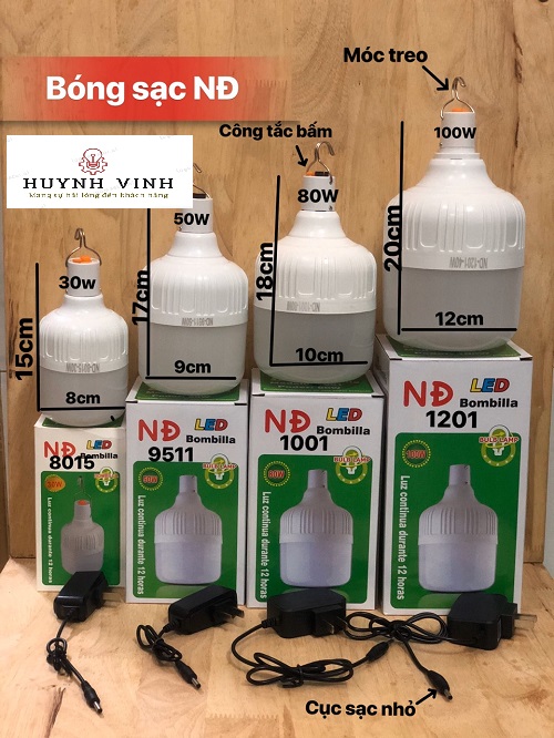 Bóng đèn LED SẠC 50W TÍCH ĐIỆN 3 chế độ độ sáng cao tiết kiệm điện - Bảo hành 06 tháng