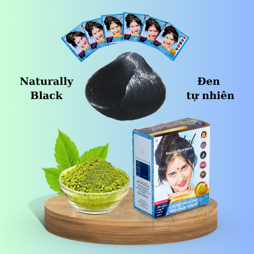 Thuốc nhuộm tóc thảo dược Herbul màu đen tự nhiên (Naturally Black) - Hàng chính hãng