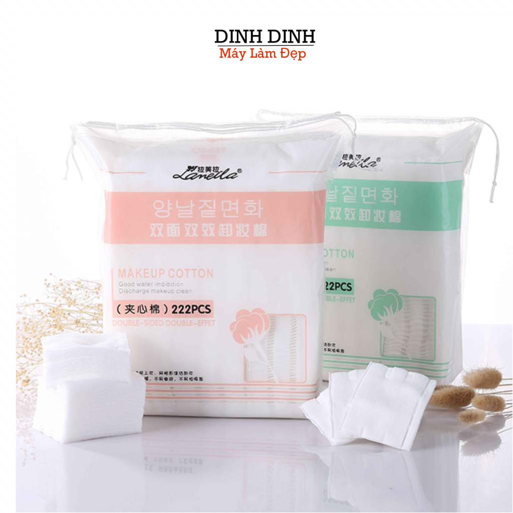 Bông tẩy trang 222 miếng Lameila, bông tây trang 50-222 miếng chính hãng cotton pads - Dinh Dinh Máy Làm Đẹp