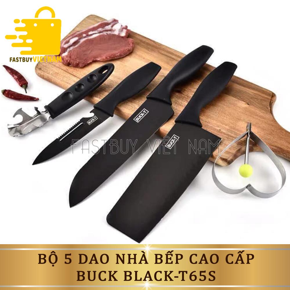 Bộ Dao Nhà Bếp 5 Món BUCK BLACK Đa Năng Cao Cấp, Chất Liệu Dao Thép Không Gỉ Công Nghệ Đức Thiết Kế Sang Trọng Phù Hợp Với Mọi Gian Bếp