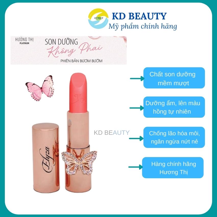 [Freeship+Quà Tặng] Son Dưỡng Chống Khô Môi Phiên Bản Bươm Bướm HƯƠNG THỊ của Nghệ Sĩ Việt Hương, Dưỡng Ẩm Lâu Có Màu Hồng Không Phai cho Làn Môi Mềm Mại, Mịn Màng, Tươi Sáng + Tặng Nhẫn Bươm Bướm 79K -KDN