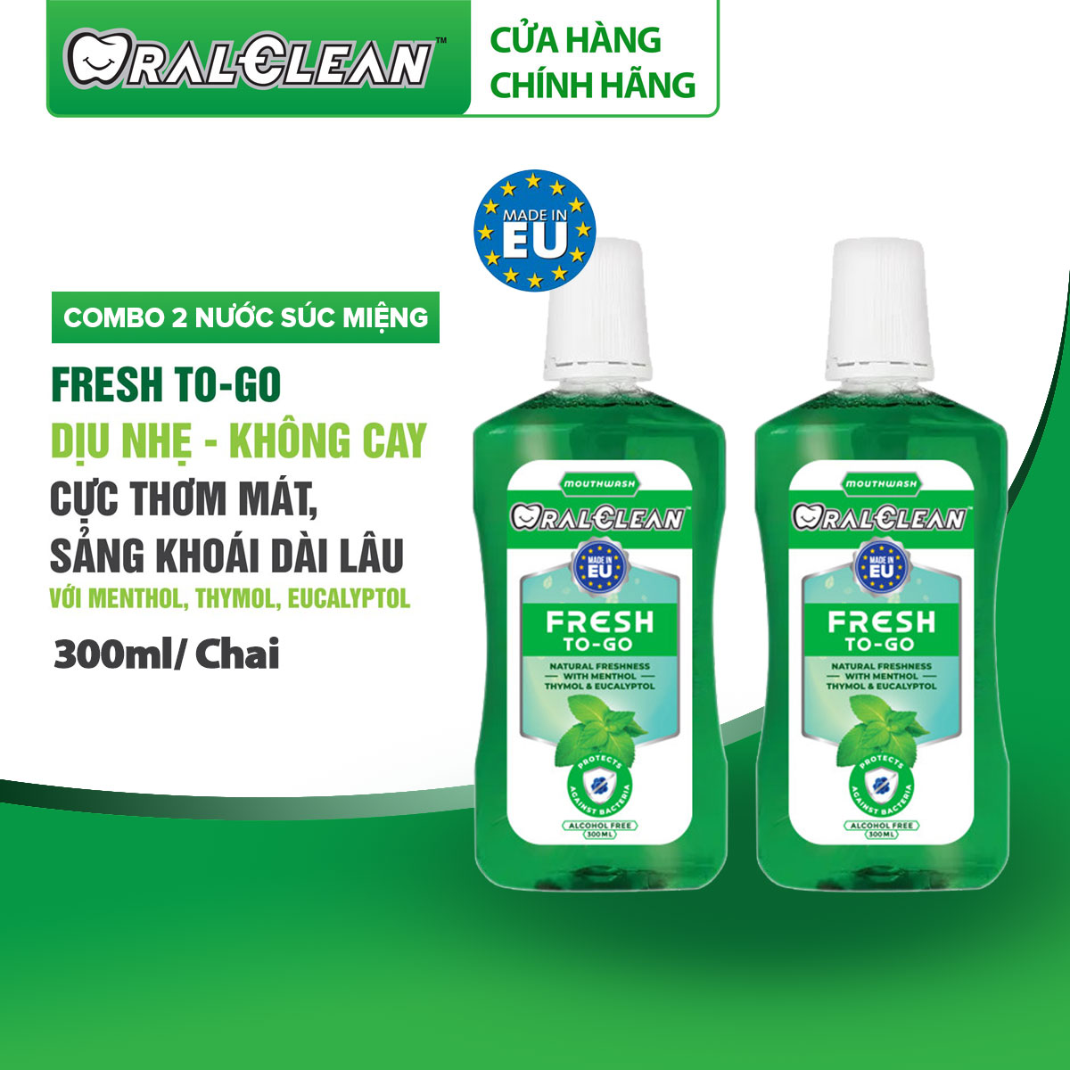 Combo 2 nước súc miệng oralclean fresh to-go