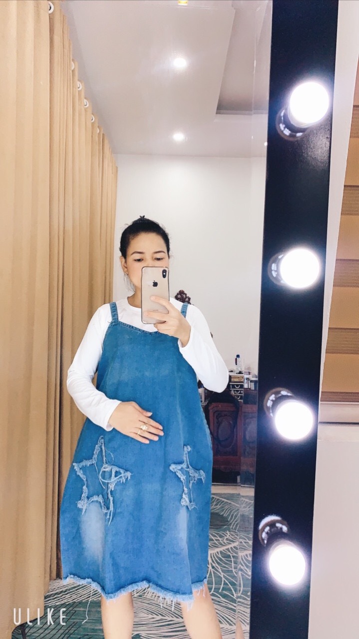 Yếm bò váy bầu hai dây mới xinh dáng suông