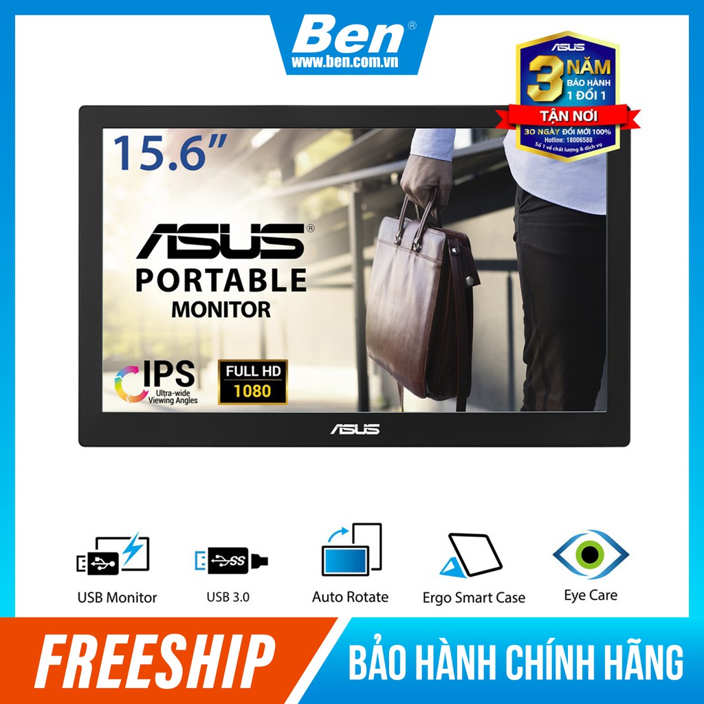 Màn hình di động asus mb169b+ 15.6'' full hd ips nhỏ gọn