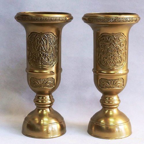 ĐỒ ĐỒNG Ý YÊN - Ống Đựng Hương đúc đồng vàng nguyên chất trạm trổ hoa văn cách điệu phong thủy đem tài lộc , vượng khí ấm cúng cho bàn thờ gia tiên của gia chủ 2 màu vàng và đồng xám cao 29cm nặng 1,8kg