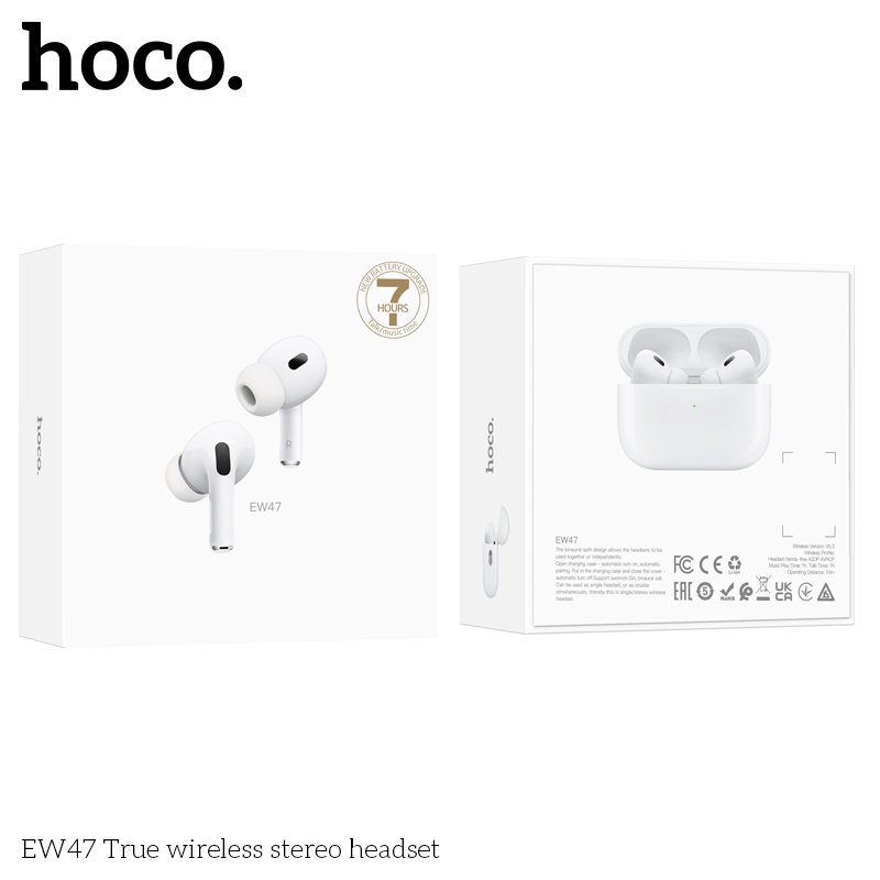 Tai nghe bluetooth hoco ew47 khử ồn pin 7h bluetooth 5.3 hỗ trợ pop-up