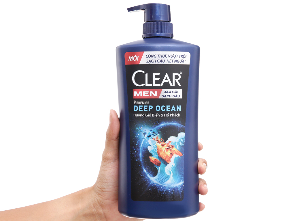 Dầu gội đầu Clear Men sạch gàu chai 600g hương Gió Biển & Hổ Phách - Deep Ocean