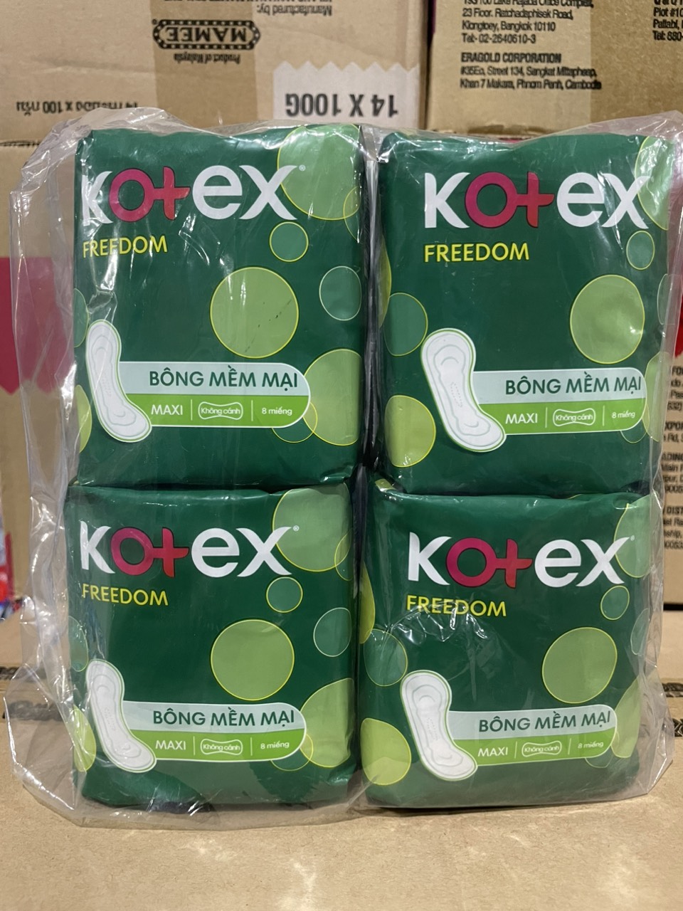 Băng vệ sinh Kotex Freedom mặt bông dày Không cánh 8 miếng