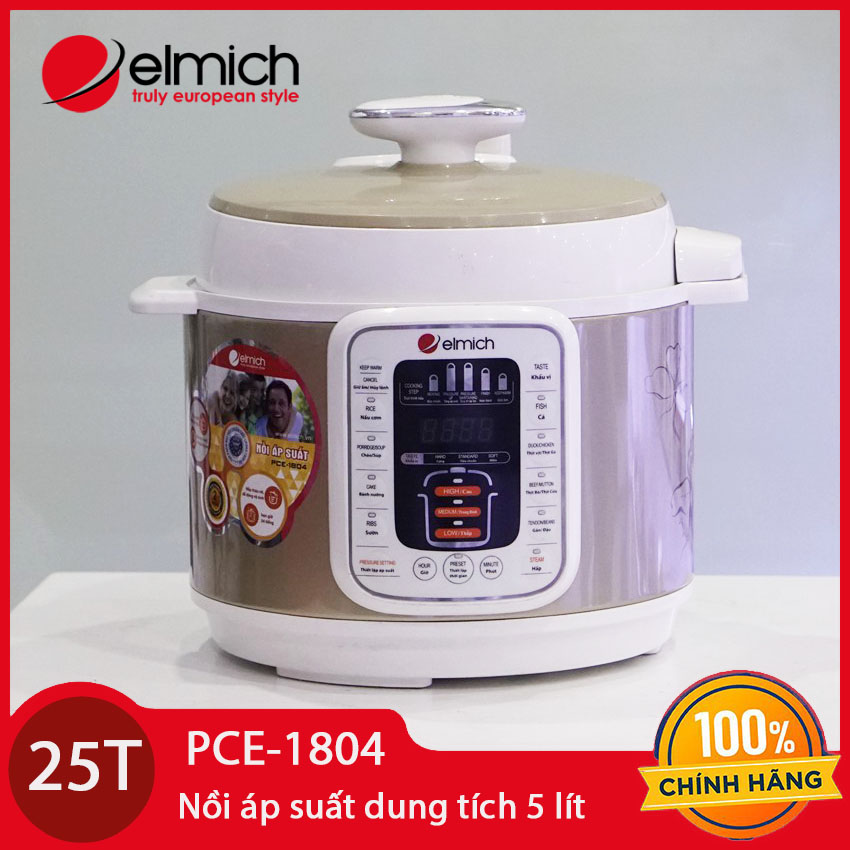 Nồi áp suất điện Elmich PCE-1804 dung tích 5 lít - hàng chính hãng, bảo hành 25 tháng