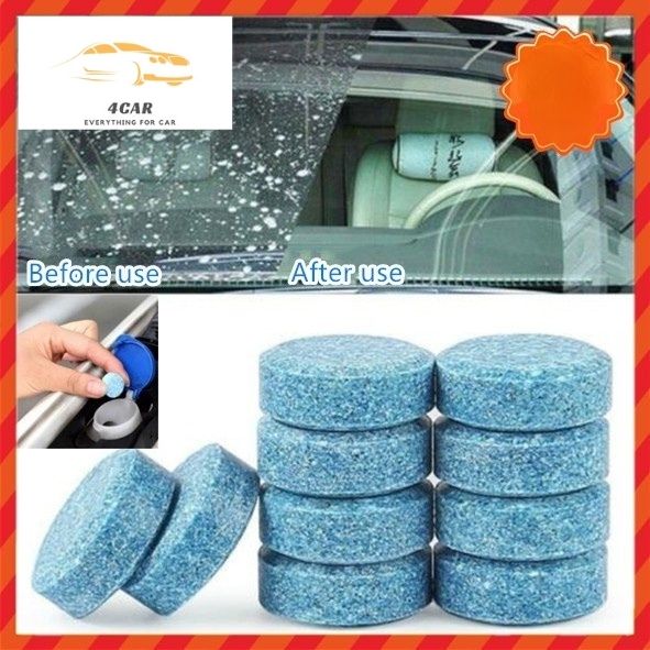 2 Viên Sủi Rửa Kính Ô Tô - 1 Viên cho 3L nước, làm sạch kính lái, chống bám hơi nước, sương mù lên kính,4car