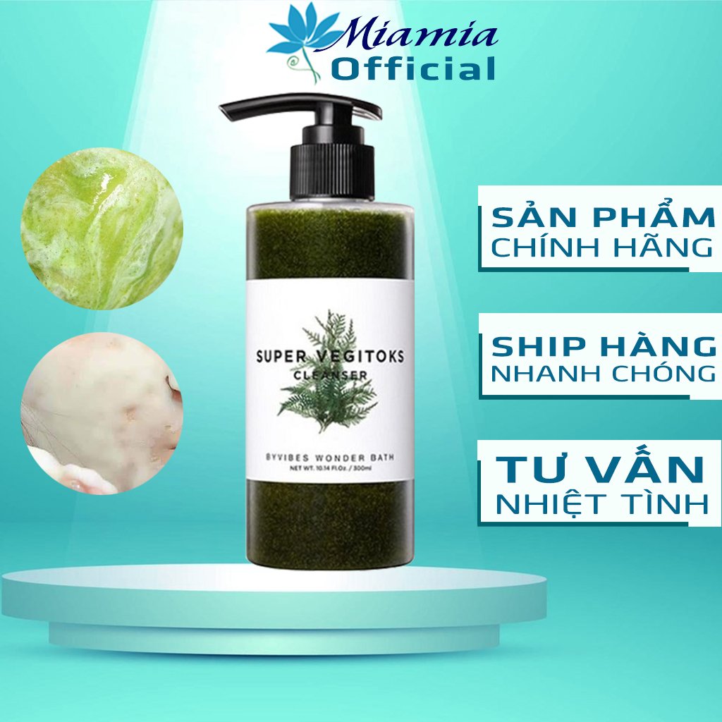 Sữa rửa mặt rau củ sủi bọt 3 in 1 tẩy trang rửa mặt thải độc byvibes wonder bath super vegitoks cleanser 300ml