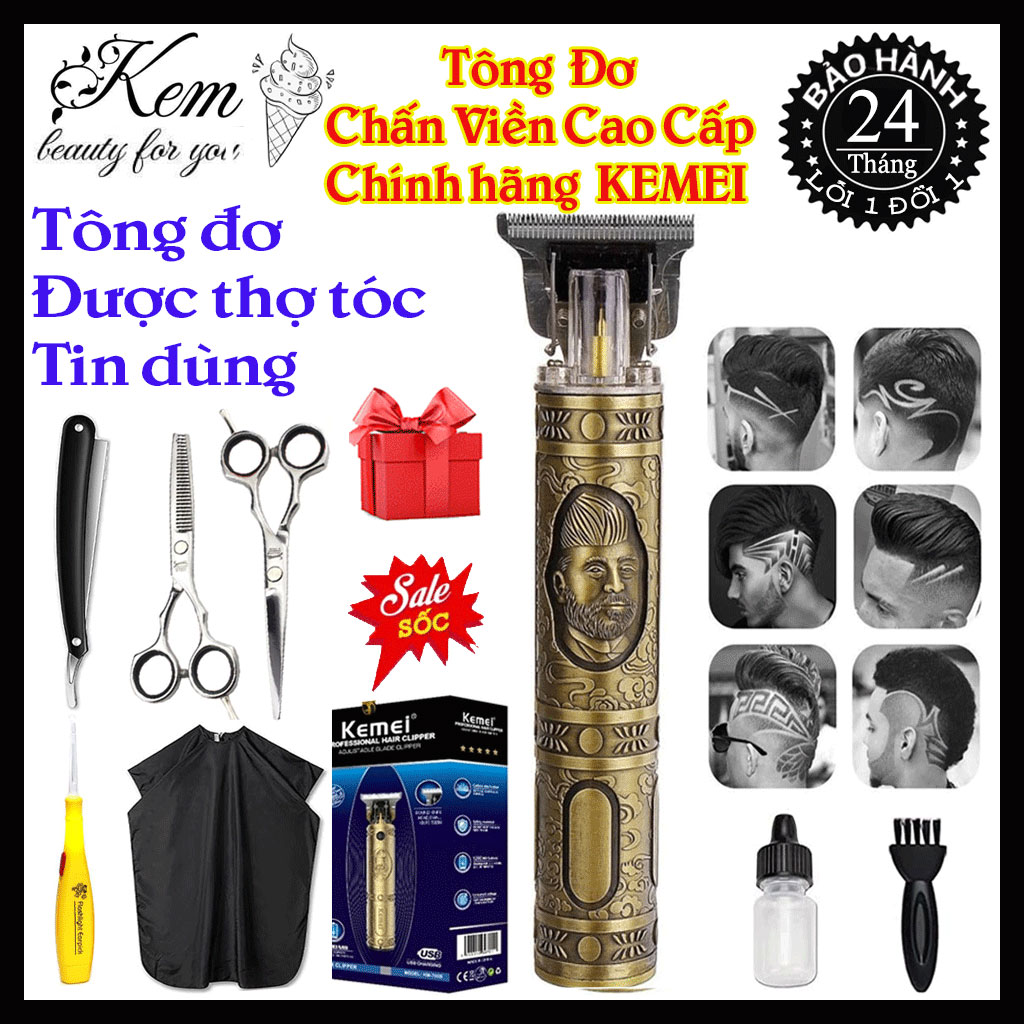 Tông đơ chấn viền cao cấp Kemei 700B, Tăng đơ cắt tóc bấm viền chuyên nghiệp công suất mạnh mẽ 10w lưỡi dao làm bằng thép cacbon độ bền cao