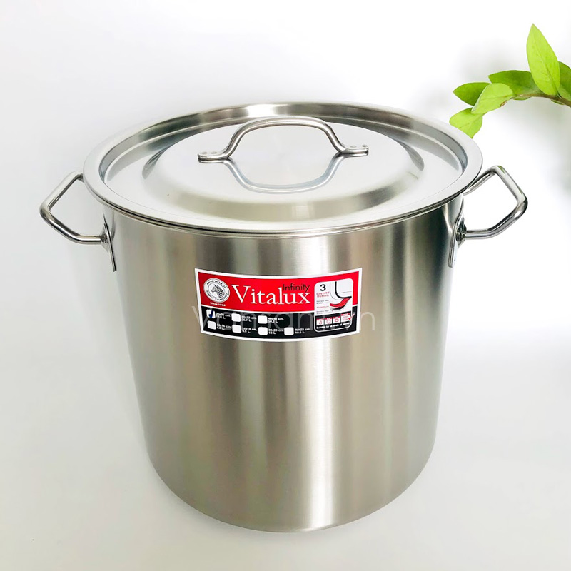 Nồi hầm inox 304 thân cao 3 đáy zebra 28x28cm 17.2l - 171338