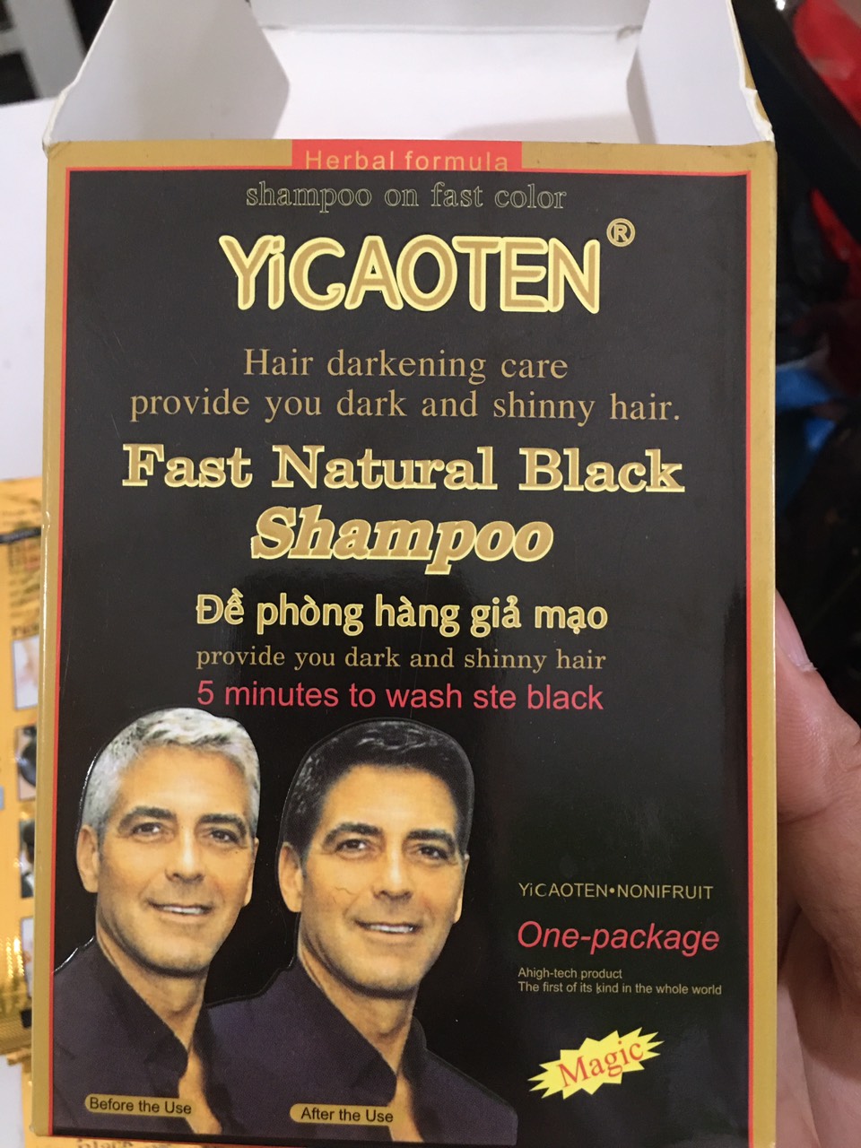 [HCM]Thuốc nhuộm tóc gội là đen yicaoten ( hộp 10 gói )