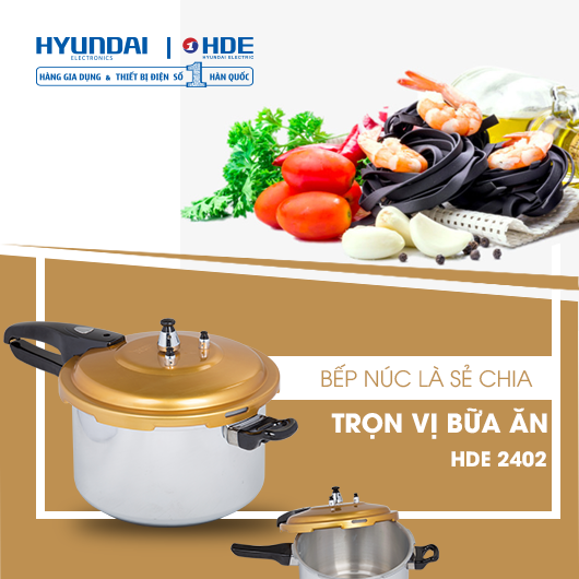 Nồi Áp Suất Đáy Từ Hyundai  HDE 2402G/R thiết kế sang trọng, phong cách Hàn Quốc - 3 dung tích lựa chọn 4L, 5L và 7L - Bảo hành 12 tháng