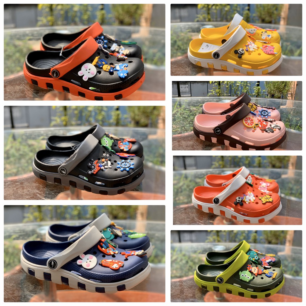 [HCM]Dép Cross Unisex Tặng  sticker - Dép nhựa đi mưa siêu nhẹ nam nữ  7 màu- SL013