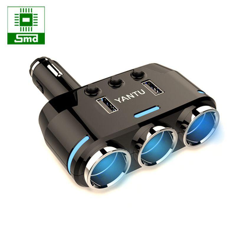 Bộ chia tẩu sạc ô tô 2 đầu ra + 2 cổng usb sạc nhanh qc 3.0 hiển thị điện áp yantu b39