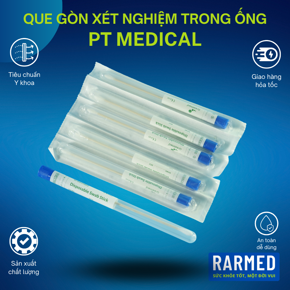 Que gòn xét nghiệm trong ống PT vỉ giấy tiệt trùng - Tùy chọn