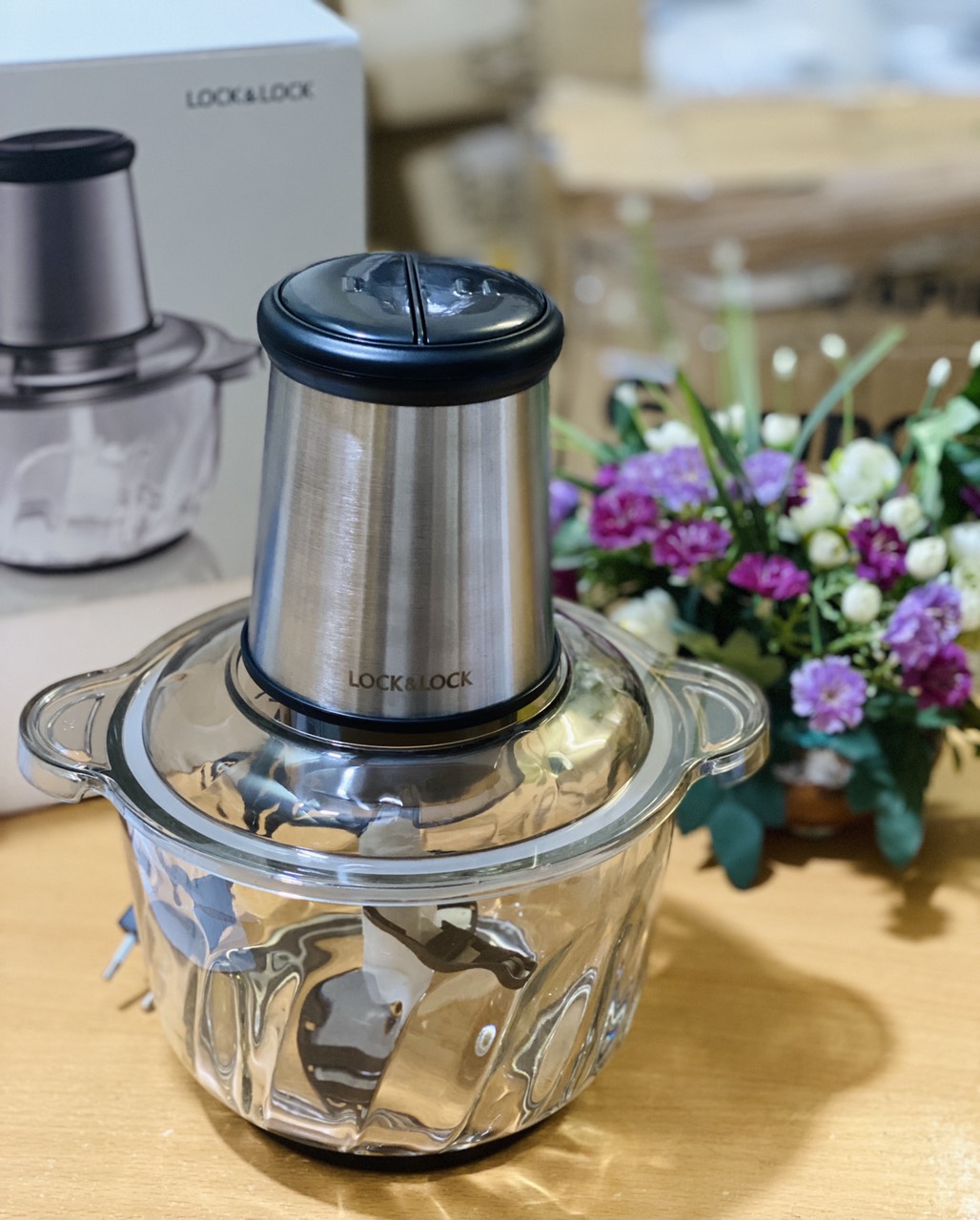 Máy xay thịt lock&lock cối lớn ejm186 slv 2.4 lít mới 100%