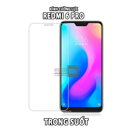 Kính cường lực xiaomi redmi 6 pro / mi a2 lite trong suốt 9h