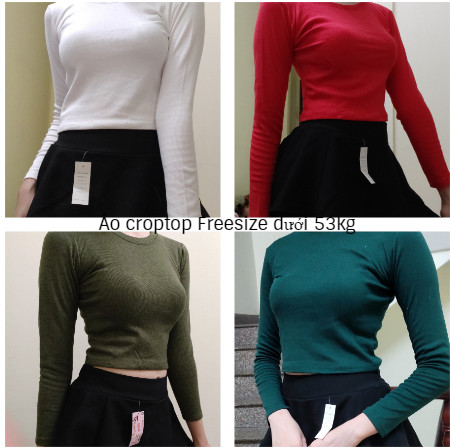 Áo thun nữ Áo croptop nữ Áo Croptop tay dài dưới 53 kg