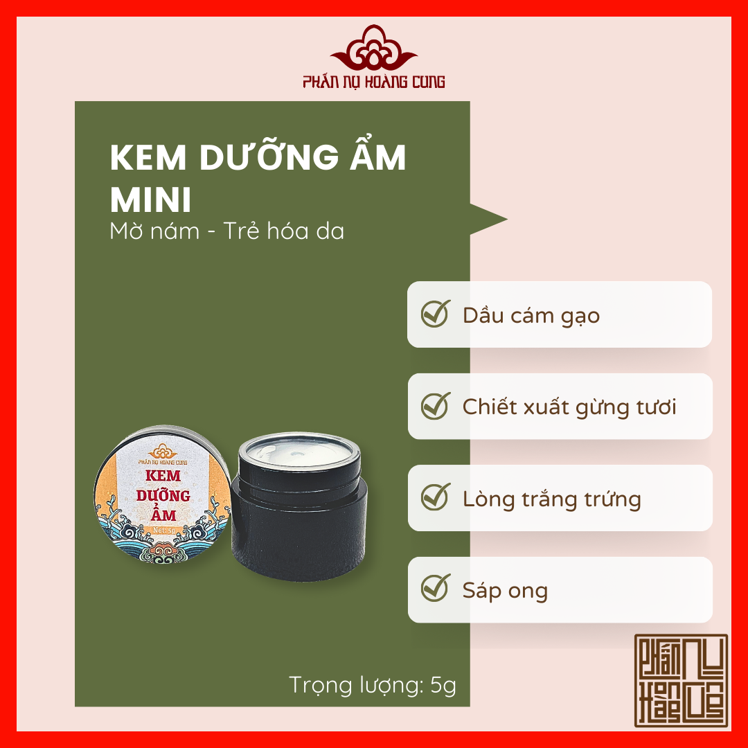 Kem Dưỡng Ẩm Mini, Phấn Nụ Hoàng Cung, Cấp Nước Và Dưỡng Da Dành Cho Da Dầu, Da Hỗn Hợp, Da Khô, Dung Tích 5g