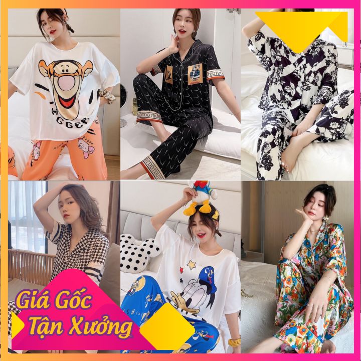 [HCM]Set Pizama Lụa Nữ Mặc Nhà - Đồ Bộ Pijama Ngủ  Đồ Bộ Ngủ Nữ TNQD Vải Lụa Cao Cấp Hàng Thiết Kế Sang Trọng Cập Nhật Mẫu Mới Thường Xuyên