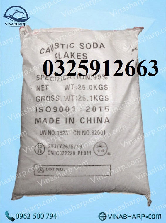 Naoh 99% - caustic soda flakes Xút vảy  dùng trong nuôi trồng thuỷ sản Xuất xứ: Trung Quốc  25kg/bao