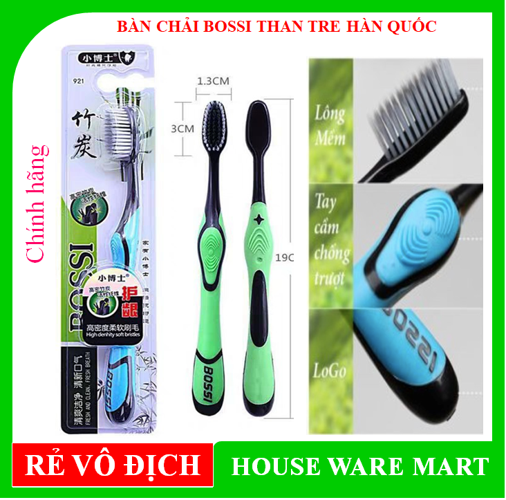 [ SIÊU SALE - HÀNG XUẤT HÀN LOẠI I ] Bàn chải đánh răng BOSSI Hàn Quốc than tre hoạt tính chống vi khuẩn - 3 tác động