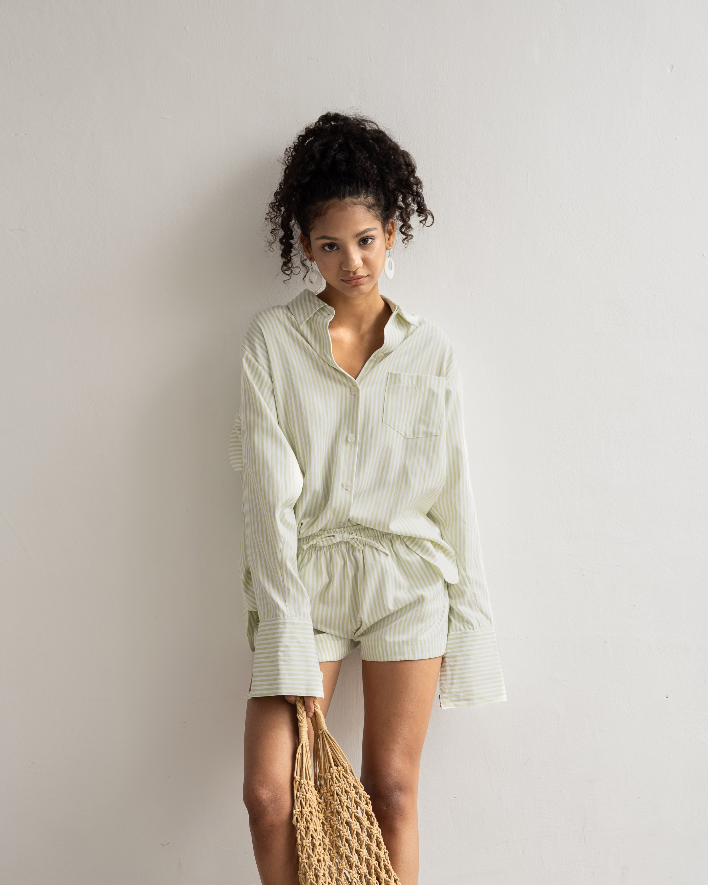 Set sơ mi nữ dáng oversized kẻ sọc Chemise Sọc - oula studios