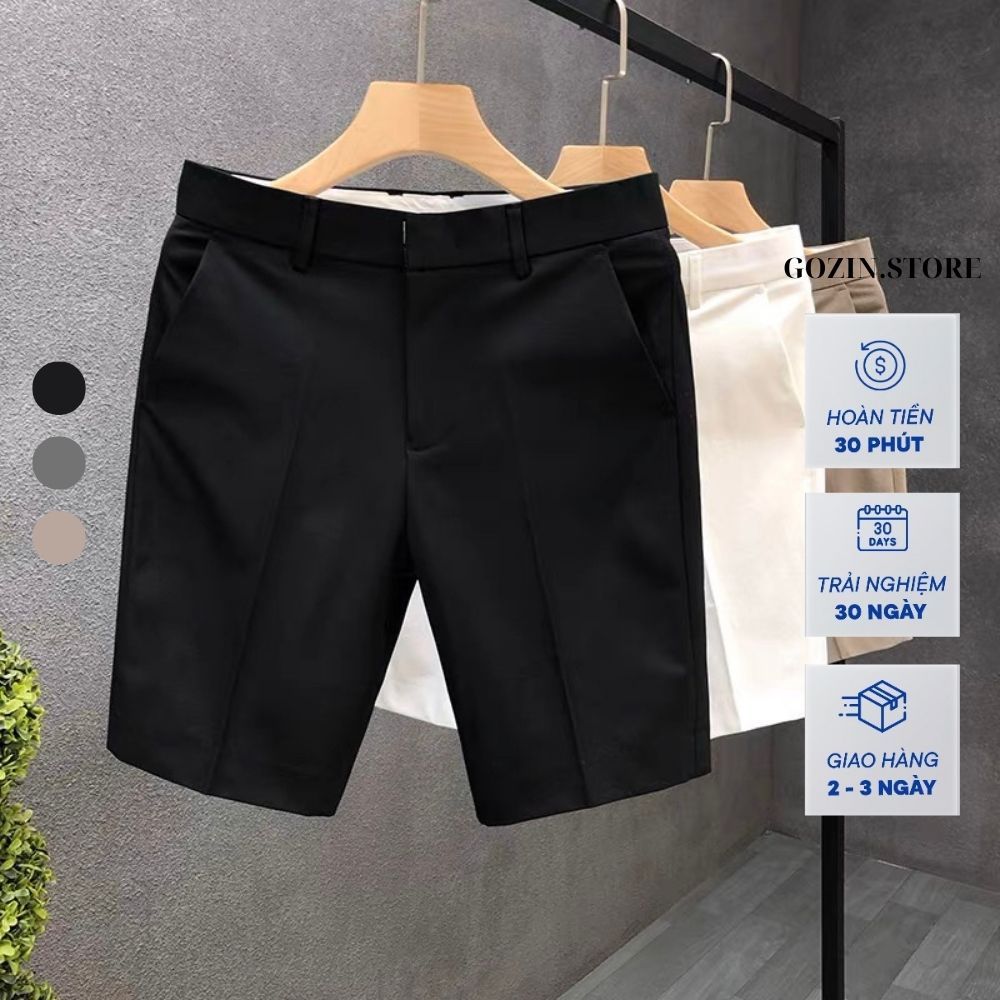 Quần short tây nam GOZIN.STORE chất vải vitex có giãn nhẹ thoáng mát thấm hút mồ hôi không nhăn không nhầu quần ngố nam bigsize kiểu 03