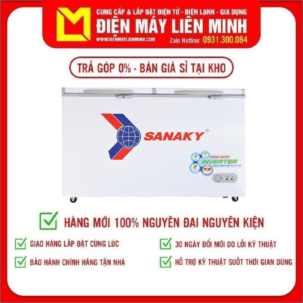 Trả góp 0% - tủ đông sanaky inverter 280 lít vh-4099w3 - miễn phí vận chuyển hcm