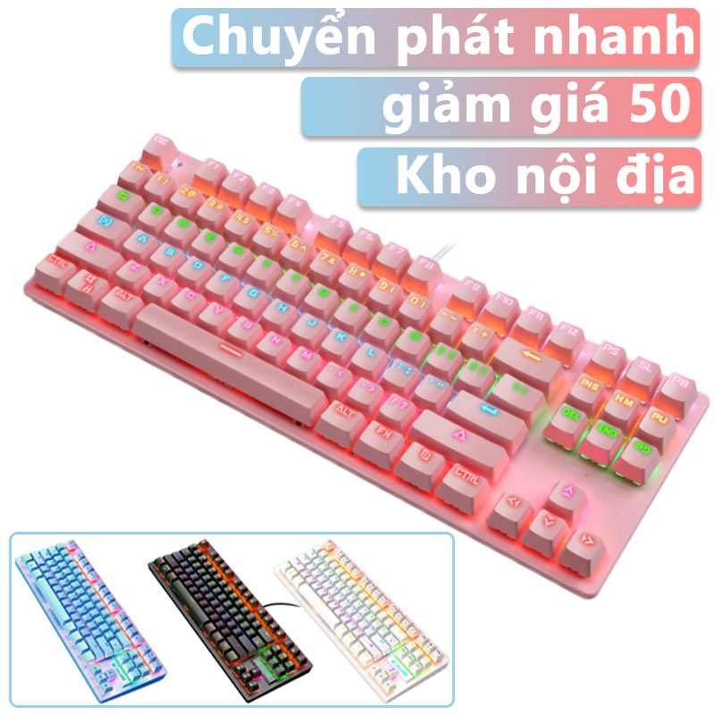 Bàn phím cơ gaming k2 pro 87 phím, bàn phím máy tính chơi game có dây đèn led chuyển màu led rgb 10 chế độ khác nhau-blue switch mechanical（giao hàng trong nước）