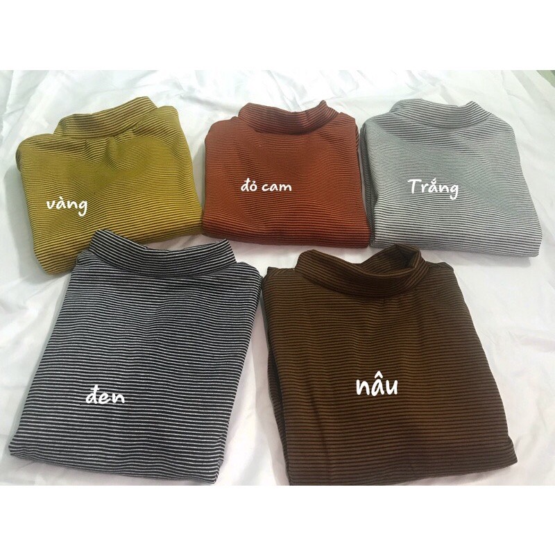 Áo nỉ kẻ cổ lọ tay bom
